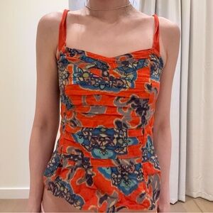 Orange Patterned Tank Top